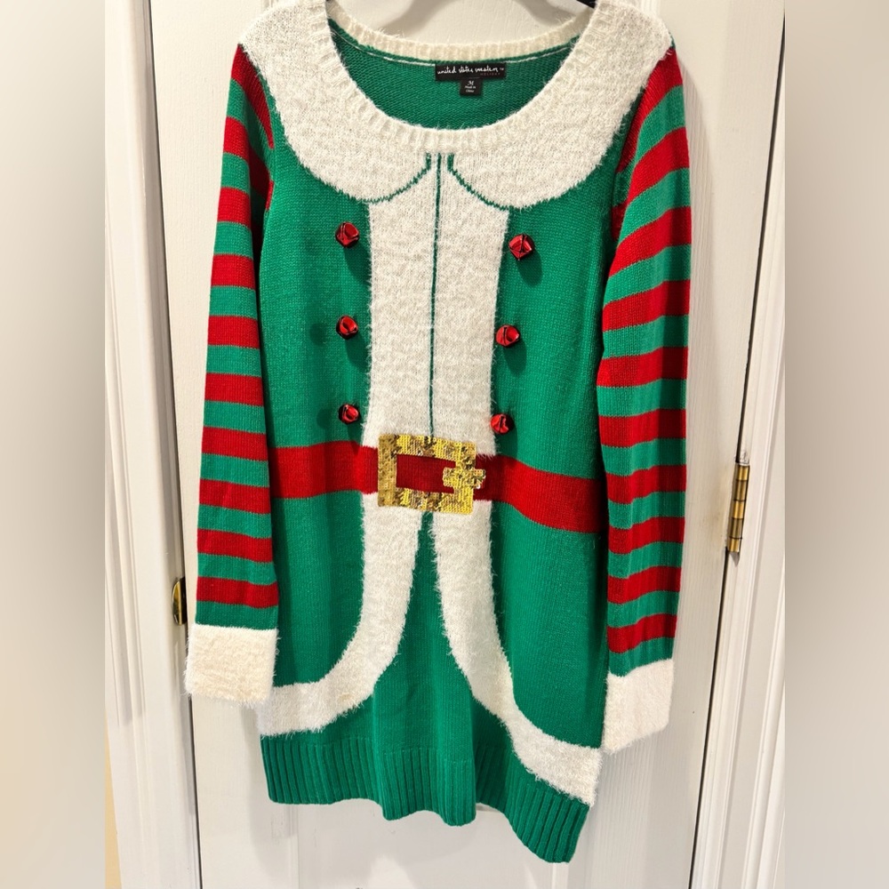 NWOT Elf Ugly Christmas Sweater Dress, Size M